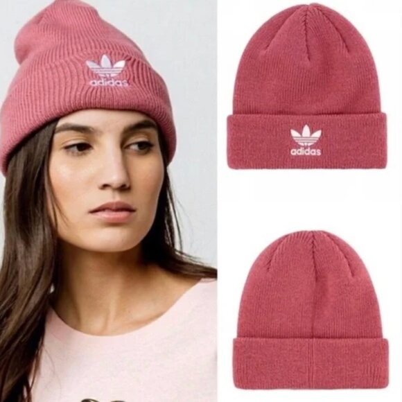 adidas Accessories - adidas Originals Trefoil Magic Earth Red White Knit Beanie Hat Adult's Fit